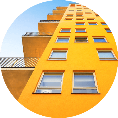 Yellow apartment building