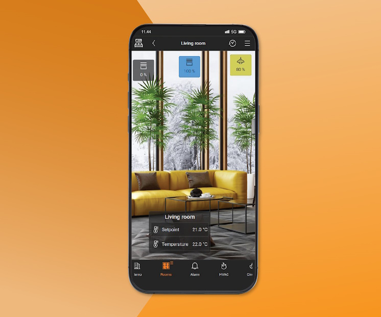 A mobile phone control living room