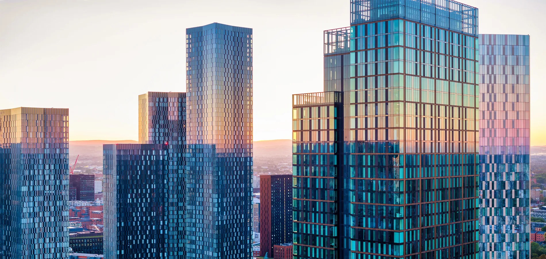 Tall glass buildings in the city