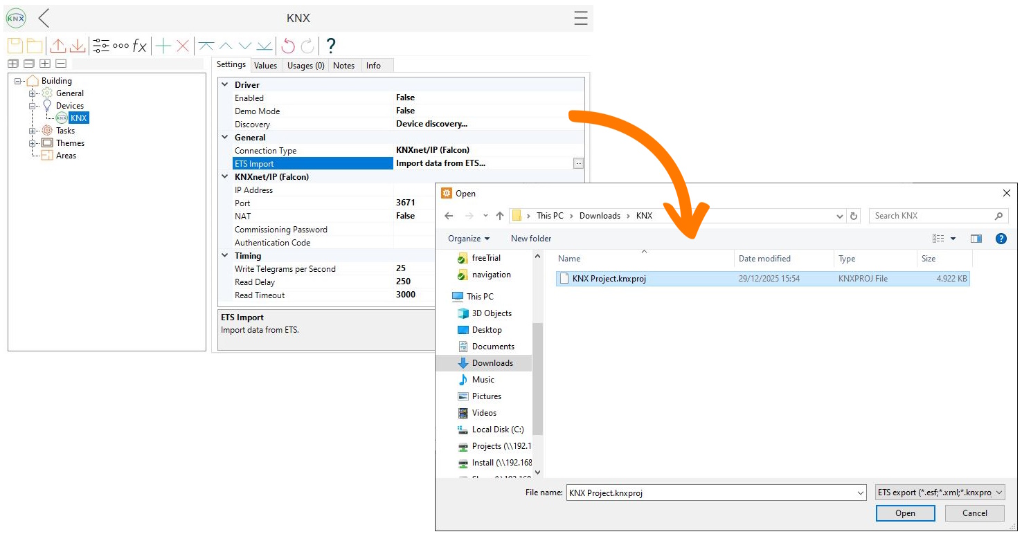Step 2 screenshot: import ETS project
