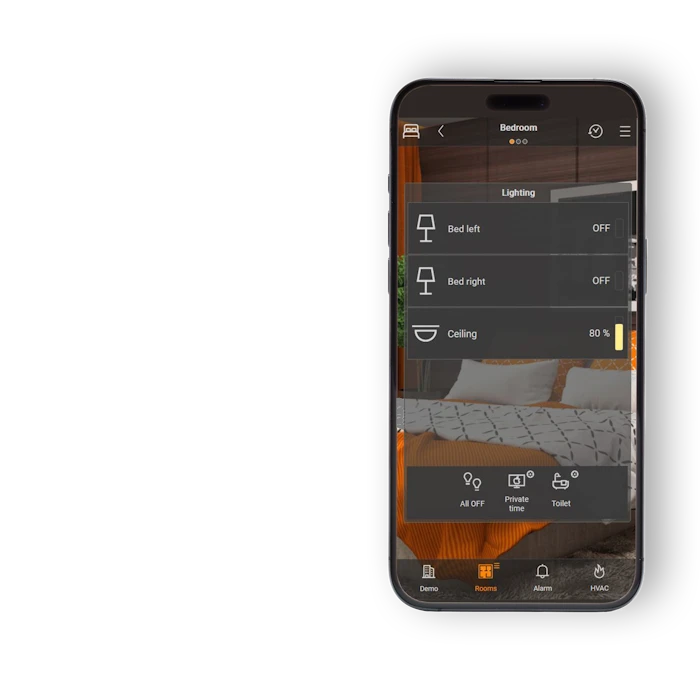 Smart home bedroom on phone