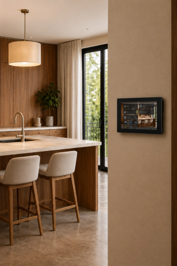 Black Bobcat wall panel mounted beside a kitchen